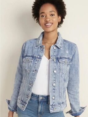 Old Navy Light Blue Distressed Denim Jacket
